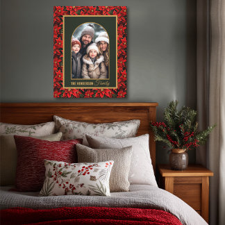 Red Christmas Poinsettia Custom Photo  Canvas Print