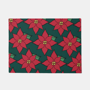 Red Christmas Poinsettia Doormat