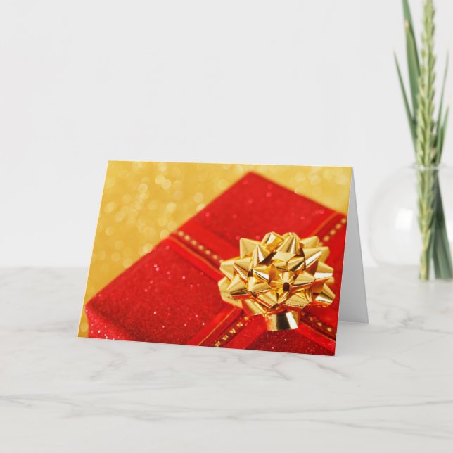 Red Christmas Present Holiday Card (Front)