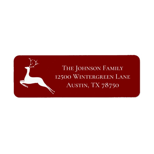 Red Christmas Reindeer Elegant Return Address (Front)