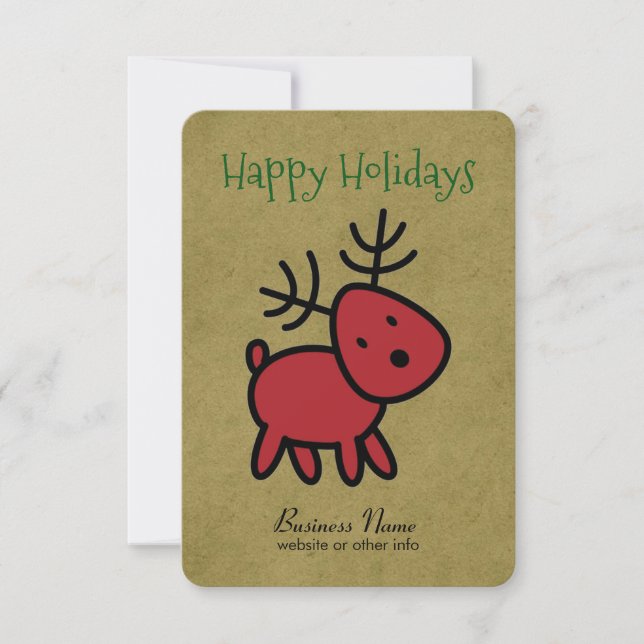 Red Christmas Reindeer Illustration Invitation (Front)