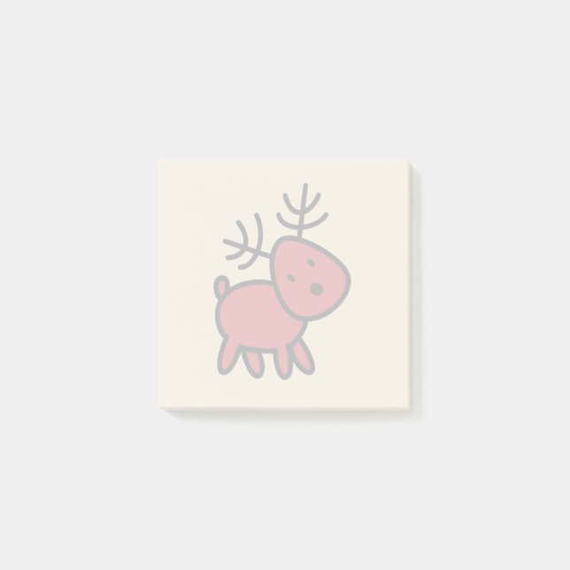 Red Christmas Reindeer Illustration Post-it Notes (Front)