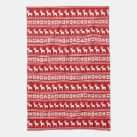 Red Christmas Reindeer Snowflake Classic Pattern