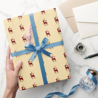Red Christmas Reindeer Wrapping Paper