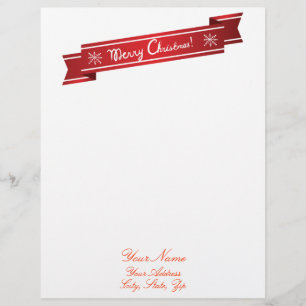 Red Christmas Ribbon Letterhead