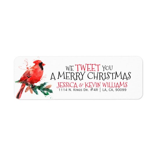 Red Christmas Robin-We Tweet You A Merry Christmas Return Address Label