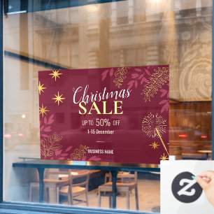 Red Christmas Sales Business Promotional Ads Window Cling