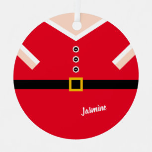 Red Christmas Santa Suit Balloon Caricature Metal Ornament