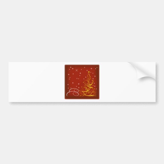 Red Christmas scene Bumper Sticker (Front)