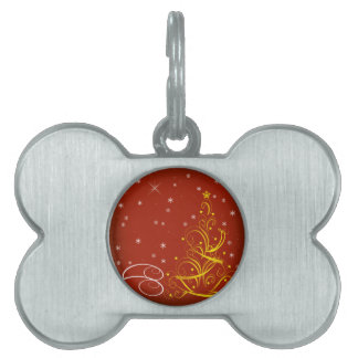 Red Christmas scene Pet ID Tag