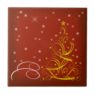 Red Christmas scene Tile
