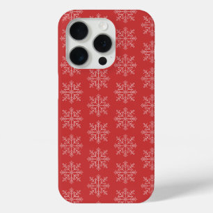 Red christmas seasonal snowflake art iPhone 15 pro case