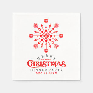 Red Christmas Snowflake Dinner Party Invite Napkin