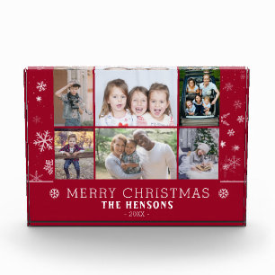 Red Christmas Snowflake Family 6 Photo Collage