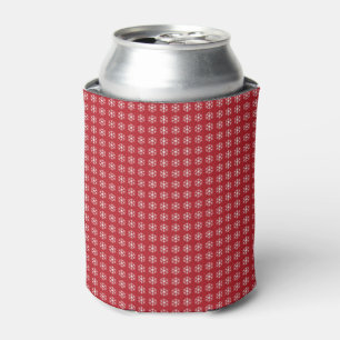 Red Christmas Snowflake Pattern Can Cooler