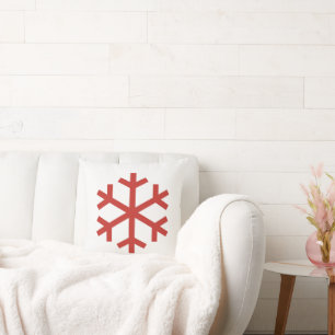 Red Christmas Snowflake Throw Pillow