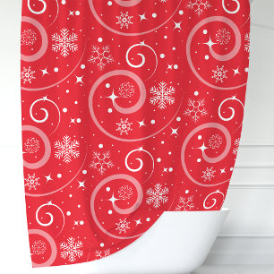 Red Christmas Snowflakes and Swirls