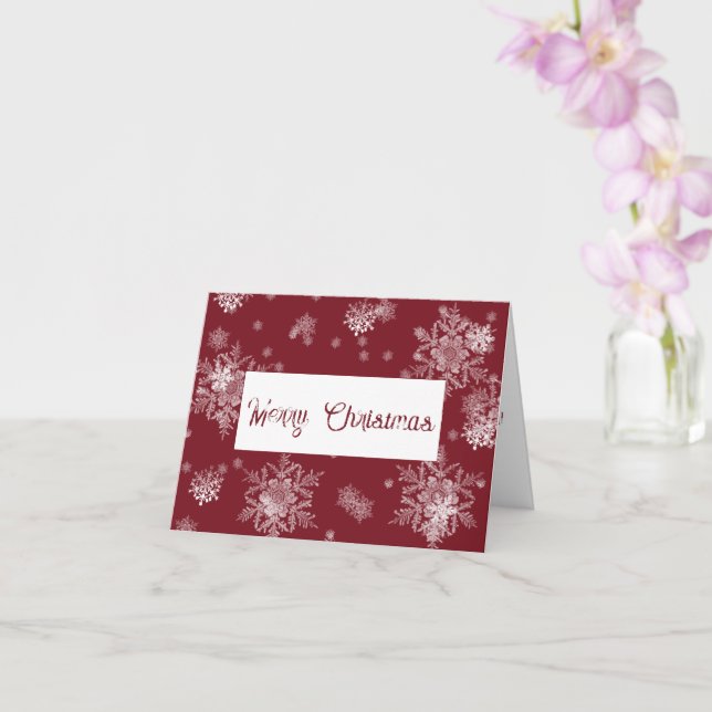 Red Christmas Snowflakes Greeting Card (Orchid)