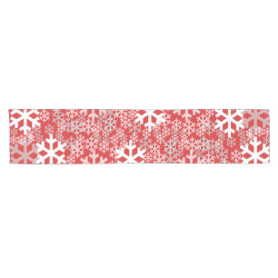 Red Christmas Snowflakes Pattern Short Table Runner