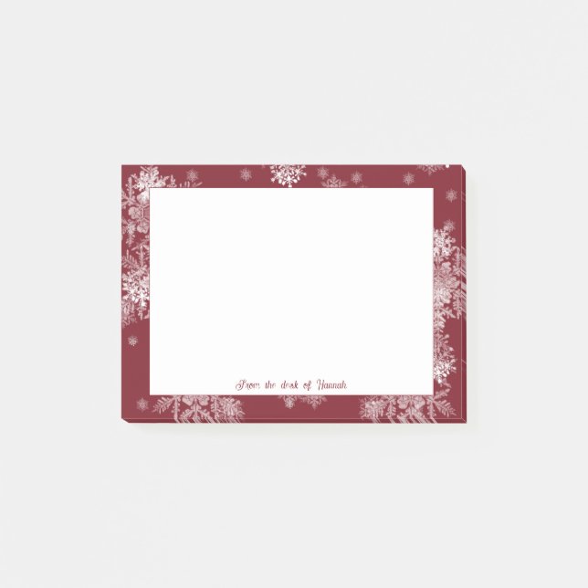 Red Christmas Snowflakes Personalized Notes (Front)