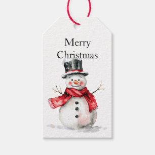 Red Christmas Snowman Gift Tags