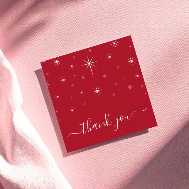 Red Christmas Sparkle Elegant Thank You Gratitude Square Business Card (Creator Uploaded)