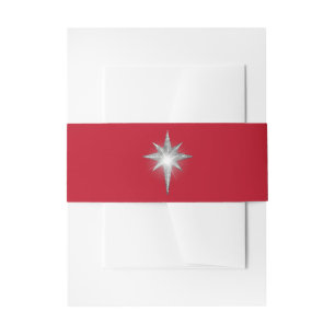 Red Christmas Star Belly Band Invitation Belly Band