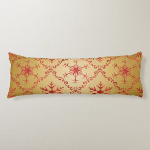Red Christmas Stars on Gold Body Pillow