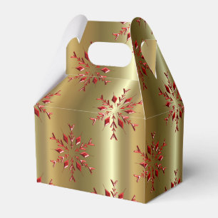 Red Christmas Stars on Gold Favor Box
