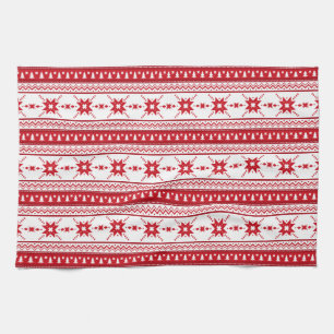 Red Christmas Sweater Inspired Pattern Kitchen Towel