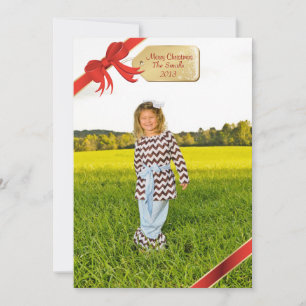 Red Christmas Tag Photo Holiday Card
