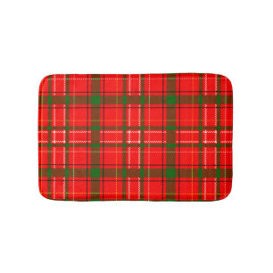 Red Christmas Tartan Plaid Pattern Design Bath Mat
