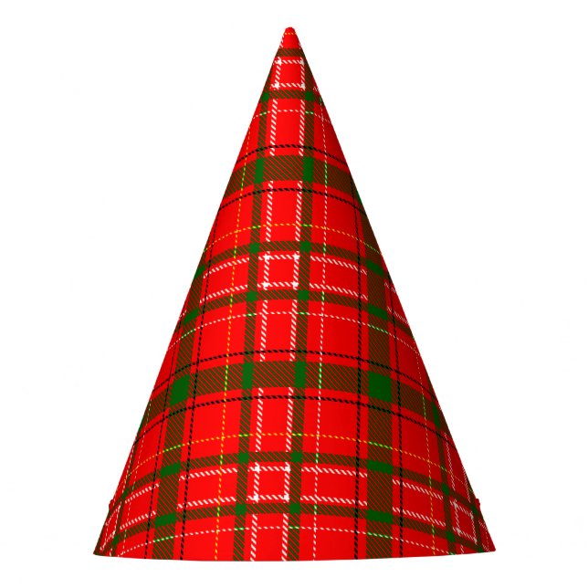 Red Christmas Tartan Plaid Pattern Design  Party Hat (Front)