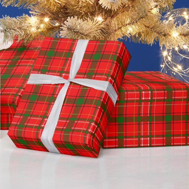 Red Christmas Tartan Plaid Pattern Design  Wrapping Paper (Creator Uploaded)