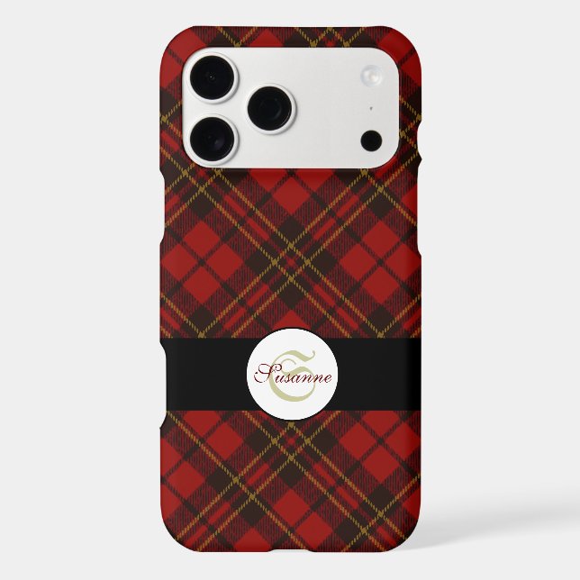 Red Christmas tartan stylish pattern Monogram (Back)