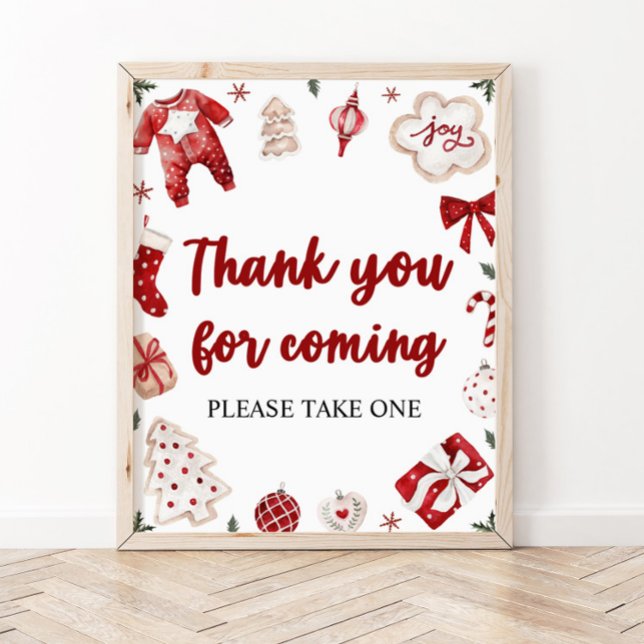 Red Christmas Thank You For Coming Baby Shower  Poster (Creator Uploaded)