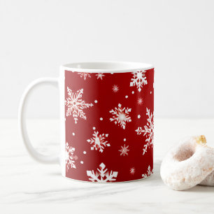 Red Christmas themed design with snowflakes Coffee Mug