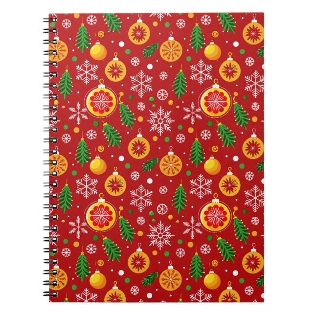 Red Christmas-themed pattern Notebook (Front)