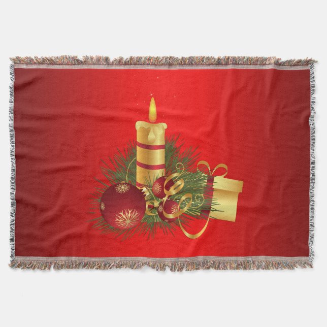 Red Christmas Throw Blanket (Front)