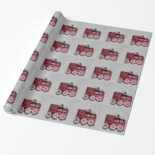 Red Christmas Train Wrapping Paper