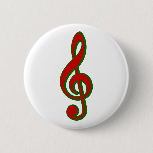Red Christmas Treble Clef 2 Inch Round Button