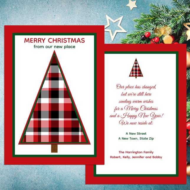 Red Christmas Tree Change of Address Invitations (Créateur téléchargé)