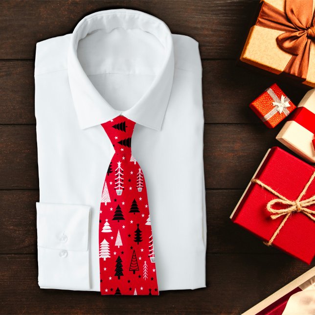 Red Christmas Tree Forest Pattern Tie (Creator Uploaded)