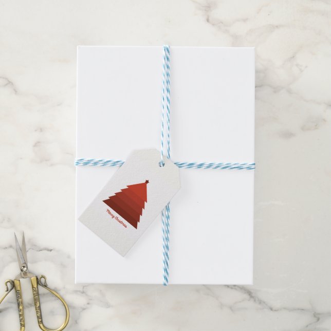 Red Christmas Tree Gift Tags (With Twine)