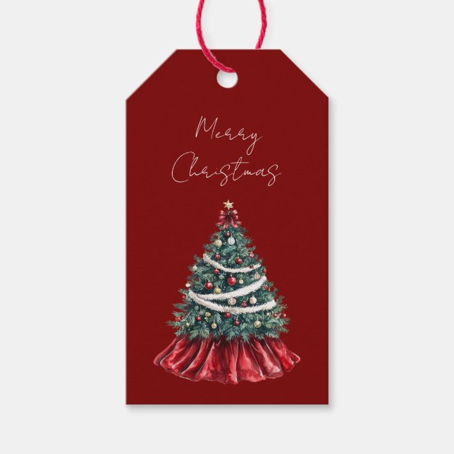 Red Christmas Tree Gift Tags (Front)