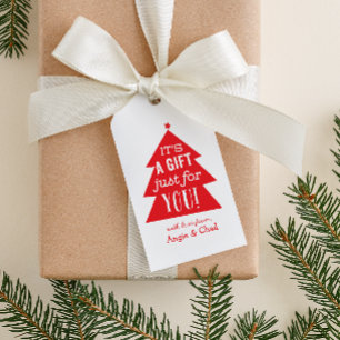 Red Christmas Tree Gift Tags