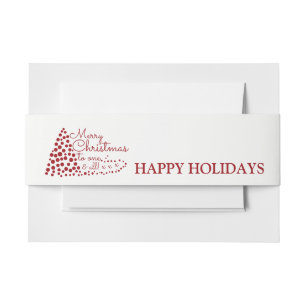 Red Christmas Tree, Happy Holidays Invitation Bell Invitation Belly Band