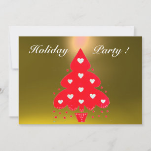 RED CHRISTMAS TREE HOLIDAY PARTY blue Invitation