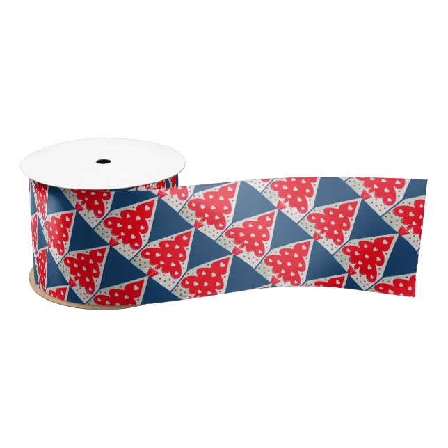 RED CHRISTMAS TREE HOLIDAY PARTY green Satin Ribbon (Spool)
