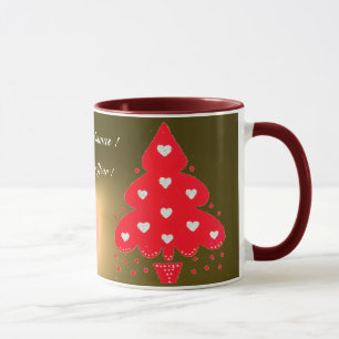 RED CHRISTMAS TREE HOLIDAY PARTY yellow Mug